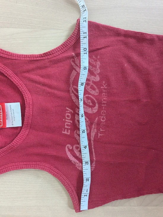 Coca Cola Women's Ribbed Tank Top in Raspberry Red - Picture 2 of 4